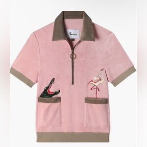 Unisex Tombolo ‘Flamingo Tartare’ terry cloth shirt